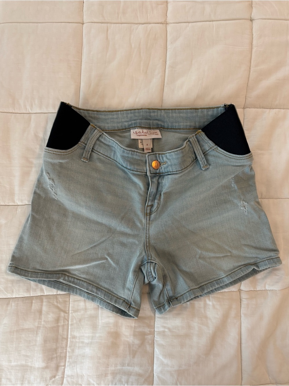Isabel Maternity by Ingrid & Isabel Light Blue Denim Shorts with Stretch Panels